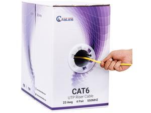 Cat6 Riser (CMR) 1000ft - 4 Pair Solid 23AWG, Ethernet Cable 1000 ft Outdoor - 550MHz 10 Gigabit Speed, Unshielded Twisted Pair (UTP), Bulk Ethernet Cable - Yellow Cat6 Riser (CMR) 1000ft - 4 Pair Solid 23AWG, Ethernet Cable 1000 ft Outdoor - 550MHz 10 Gigabit Speed, Unshielded Twisted Pair (UTP), Bulk Ethernet Cable - Yellow