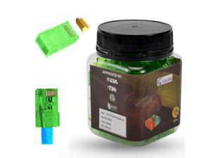 RJ45 Cat6 Ends | Pack of 50 Cat6 RJ45 Gold Plated Connectors | EZ to Crimp Modular Plug Connectors for Stranded & Solid UTP Network Cable, Green RJ45 Cat6 Ends | Pack of 50 Cat6 RJ45 Gold Plated Connectors | EZ to Crimp Modular Plug Connectors for Stranded & Solid UTP Network Cable, Green