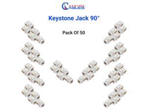 Cat6 RJ45 Keystone Jack 90 Degree Insert, 50-Pack UTP Cat6 Punch Down Keystone Jack Adapter for ethernet Wall Plate, White Cat6 RJ45 Keystone Jack 90 Degree Insert, 50-Pack UTP Cat6 Punch Down Keystone Jack Adapter for ethernet Wall Plate, White