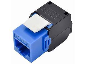 Cat6 Vertical Keystone Jack - 180 Degree UTP Toolless Ethernet Adapter (Pack of 50, Half Blue & Black) Compatible with Cat6 Blank Patch Panel - Unloaded Keystone Patch Panel Cat6 Vertical Keystone Jack - 180 Degree UTP Toolless Ethernet Adapter (Pack of 50, Half Blue & Black) Compatible with Cat6 Blank Patch Panel - Unloaded Keystone Patch Panel