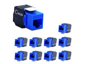 Cat6 Vertical Keystone Jack - 180 Degree UTP Toolless Ethernet Adapter (Pack of 10, Half Blue & Black) Compatible with Cat6 Blank Patch Panel - Unloaded Keystone Patch Panel Cat6 Vertical Keystone Jack - 180 Degree UTP Toolless Ethernet Adapter (Pack of 10, Half Blue & Black) Compatible with Cat6 Blank Patch Panel - Unloaded Keystone Patch Panel