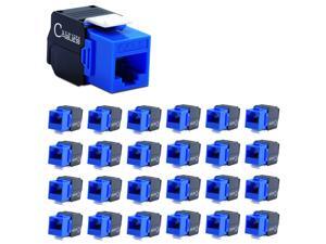 Cat6 Vertical Keystone Jack - 180 Degree UTP Toolless Ethernet Adapter (Pack of 25, Half Blue & Black) Compatible with Cat6 Blank Patch Panel - Unloaded Keystone Patch Panel Cat6 Vertical Keystone Jack - 180 Degree UTP Toolless Ethernet Adapter (Pack of 25, Half Blue & Black) Compatible with Cat6 Blank Patch Panel - Unloaded Keystone Patch Panel
