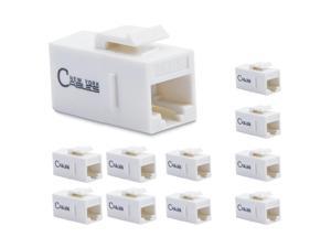 RJ45 Coupler, Ethernet Coupler, in Line Coupler for Cat6/Cat5e/Cat5 Ethernet Cable Extender Adapter Female to Female (10-Pack White)