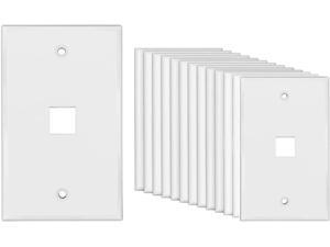 NewYork Cables 10-Pack Low Profile 1-Port Keystone Jack Wall Plate with Screws for Keystone Jack and Modular Inserts (White)