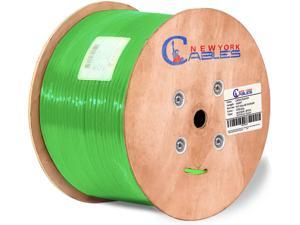 NewYork Cables Cat6A Plenum Bulk Ethernet Cable 1000ft CMP Rated Spool | Certified 100% Pure Solid Bare Copper | 750MHz, 23AWG, UTP | 10 Gigabit High Bandwidth Quality Tested Internet Cable (Green)