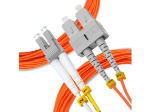 Fiber Patch Cable | LC to SC Multimode Duplex OM2 50/125 Jumper Cord | 1M (3.28ft) 10gb Fiber Optic Cable (Orange)