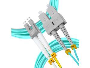 NewYork Cables LC to SC Fiber Patch Cable Multimode Duplex OM4 50/125 Jumper Cord | 1M (3.28ft) 40Gb LC-SC Fiber Optic Cable (Aqua)