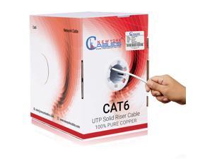 Cat6 Riser (CMR) 1000ft Bulk Ethernet Cable | 100% Solid Bare Copper | 23AWG, 550MHz, 4Pair, Unshielded Twisted Pair (UTP), 10 Gigabit Speed | Guaranteed High Bandwidth & Stable Performance - White