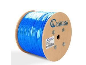 NewYork Cables Cat6 Plenum Shielded Bulk Ethernet Cable 1000ft CMP Rated Spool | Overall Foil Shield F/UTP| 23AWG 100% Pure Solid Bare Copper | 550MHz QC 10 Gigabit High Bandwidth Internet Cable Blue