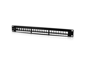NewYork Cables 24 Port Blank Keystone Patch Panel | 1U Metal Rackmount or Wall Mount UTP Unloaded Patch Panel for Ethernet Cat6 Keystone Jacks 180 Degree - Multimedia Patch Panel