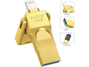 EATOP iPhone Memory Stick, USB Flash Drive 128GB Photo Stick (Gold)