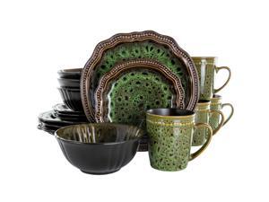 Elama Jade Waves 16 Piece Stoneware Dinnerware Set in Green Elama Jade Waves 16 Piece Stoneware Dinnerware Set in Green