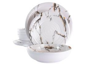Elama Fine Sculpture 12 Piece Lightweight Melamine Dinnerware Set in White Elama Fine Sculpture 12 Piece Lightweight Melamine Dinnerware Set in White