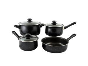 Gibson Home Casselman 7 piece Cookware Set in Black with Bakelite Handle Gibson Home Casselman 7 piece Cookware Set in Black with Bakelite Handle
