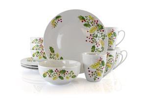 Gibson Home Holiday Holly 12 Piece Fine Ceramic Dinnerware Set Gibson Home Holiday Holly 12 Piece Fine Ceramic Dinnerware Set