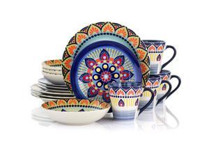 Elama Zen Blue Mozaik 16 Piece Luxurious Stoneware Dinnerware with Complete Setting for 4 16pc Elama Zen Blue Mozaik 16 Piece Luxurious Stoneware Dinnerware with Complete Setting for 4 16pc
