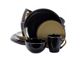 Elama Cambridge Grand 16Piece Dinnerware Set in Luxurious Black and Warm Taupe with Complete Setting for 4 Elama Cambridge Grand 16Piece Dinnerware Set in Luxurious Black and Warm Taupe with Complete Setting for 4