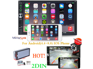 Car Stereo Radio 7" Double Din Bluetooth 1080P HD Touch Screen MP5 Player with Reverse Camera And Mirror Link(Both Support Android and ios System)