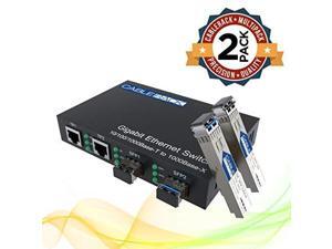 CableRack Gigabit Media Converter Multimode to Singlemode All-in-one (3 Configurations) Fiber Switch with Dual 10/100/1000M Ethernet Ports (2 Pack) CableRack Gigabit Media Converter Multimode to Singlemode All-in-one (3 Configurations) Fiber Switch with Dual 10/100/1000M Ethernet Ports (2 Pack)