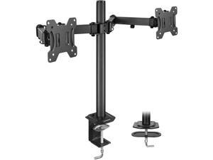 HUANUO Dual Arm Monitor Mount, Full Motion Height Adjustable Desk Riser Stand with C-Clamp Installation for Two 13 to 27 inch Computer Screens, up to 17.6lbs Each Arm