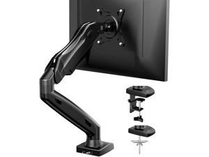 HUANUO Single Monitor Mount - Gas Spring Monitor Arm, Adjustable VESA Mount Desk Stand with Clamp and Grommet Base - Fits 17 to 27 Inch LCD Computer Screen Monitors 4.4 to 14.3lbs