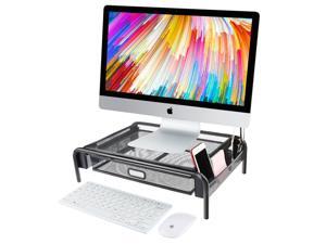 HUANUO Monitor Stand Riser, Mesh Metal Printer Stand Holder with Pull Out Storage Drawer and Side Compartments Pockets for Computer, Laptop, Desk, Pens, Phones, Calculators HUANUO Monitor Stand Riser, Mesh Metal Printer Stand Holder with Pull Out Storage Drawer and Side Compartments Pockets for Computer, Laptop, Desk, Pens, Phones, Calculators