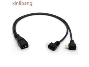 Computer Cables 1pcs Left Angle 90 Degree USB Mini B 5 Pin Male to Male Data Charging Adapter Cable 27cm Cable Length: 27cm, Color: Black 