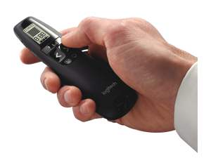 Logitech 2.4 GHz Presentation Remote With LCD display for time tracking up to 100 feet Green Laser Pointer Professional Presenter Logitech 2.4 GHz Presentation Remote With LCD display for time tracking up to 100 feet Green Laser Pointer Professional Presenter