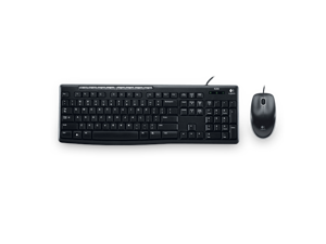 Logitech Media Wired Keyboard and Mouse Combo Black 112 Keys Ergonomic Keyboard 1200DPI Optical Mouse Set for Laptop PC Gamer