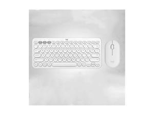Logitech Multi-Device Bluetooth Portable Mini Keyboard and PEBBLE Bluetooth Mouse Thin&Light 1000DPI High Precision Optical Tracking Unifying Mouse Combo-White K380
