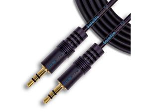 SatelliteSale Auxiliary 3.5mm Audio Jack Male to Male Digital Stereo Aux Cable PVC Black Cord 3 feet