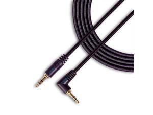 SatelliteSale Auxiliary 3.5mm Right Angle Audio Jack Male to Male Digital Stereo Aux Cable Black Nylon Cord (3 feet)