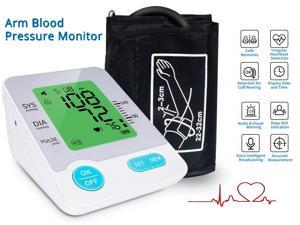 Fully Automatic Blood Pressure Monitor Upper Arm Digital BP Machine Automatic Heart Rate Pulse Monitor with LCD Large Screen Display Home Use Care Device