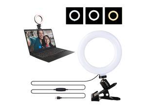 6 Inch Selfie Ring Light Clip On Laptop Computer Monitor, Video Conference Lighting Kit, Dimmable Led Fill The Light With 3 Colors Mode Video Conference Fill Light