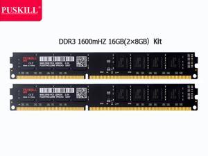 PUSKILL Desktop Ram Memory  16GBKit(2*8GB) 12800 RAM DDR3 1600 MHz RAM 1.5V 240 Pin CL11 Non-ECC Unbuffered Desktop Memory Computer Samsung Chips DDR3 1600 (PC3 12800) for Desktop Computer
