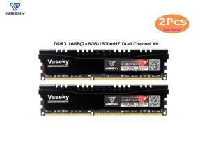 Vaseky Knight Game Memory Ram DDR3 16GB(2*8GB)Kit Support Dual Channel 1600MHz Chips Unbuffered DIMM DDR3 PC3 12800 for Intel AMD System Desktop Memory Model  with Cooling Vest