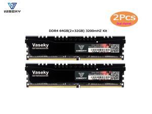 Vaseky Knight Game Memory Ram DDR4 64GB(2*32GB)Kit Support Dual Channel 3200MHz Chips Unbuffered DIMM PC4 25600 288-Pin SDRAM Intel XMP 2.0 for Intel AMD System Desktop Memory Model  with Cooling Vest