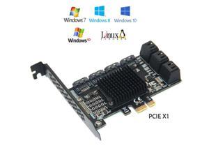 PCIE to SATA 10 Ports Controller Expansion Card 6Gbps Support SATA 3.0 X4 X1 PCIE Slot ASM1166+JMB575 Chip 10 SATA 3.0 devices Chia mining-X1 Version