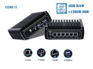 6 Lans Mini Sever 8th Gen Kaby Lake R Intel i7 8250U Quad Core Fanless Firewall PC Network Router Support I211-AT Lan 4GB Ram 128GB SSD