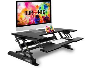 Duronic Sit Stand Desk DM05D1 PC Workstation Height Adjustable Table - Monitor and Keyboard Riser – Compatible with Monitor Arm