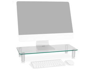 Duronic Monitor Stand DM052-1 | Screen Riser for Desktop | Clear Tempered Glass | Desk Support for a Laptop, TV Screen or PC Computer Monitor Screen | 20kg Capacity | 56cm x 24cm | For Home or Office