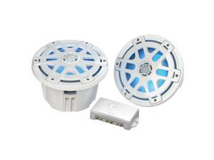 Poly-Planar MA-OC8 8" Round Waterproof Blue LED Lit Speaker - White Poly-Planar MA-OC8 8" Round Waterproof Blue LED Lit Speaker - White