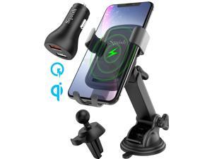 Squish Qi Wireless Car Charger Mount with QC 3.0 Car Charger, Air Vent Holder Included, 10W 7.5W Fast Charging Car Mount for iPhone Xs MAX/XR/XS/X/8/8 Plus Samsung S10 S9 S8 S7 Samsung Note 9 8 7 etc Squish Qi Wireless Car Charger Mount with QC 3.0 Car Charger, Air Vent Holder Included, 10W 7.5W Fast Charging Car Mount for iPhone Xs MAX/XR/XS/X/8/8 Plus Samsung S10 S9 S8 S7 Samsung Note 9 8 7 etc
