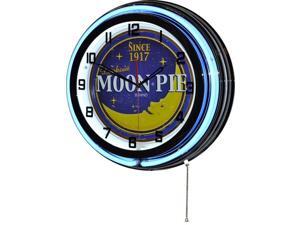 18" Moon Pie Double Neon Blue Wall Clock Garage Man Cave Sign NEW 18" Moon Pie Double Neon Blue Wall Clock Garage Man Cave Sign NEW