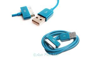 6 6FT USB SYNC DATA POWER CHARGER AQUA BLUE CABLE IPHONE 4S IPOD TOUCH NANO IPAD 
