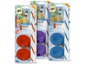 Jarden Home Brands Ball Mason Jar Regular Sip and Straw Lids (4 Lids 4 Straws) Jarden Home Brands Ball Mason Jar Regular Sip and Straw Lids (4 Lids 4 Straws)