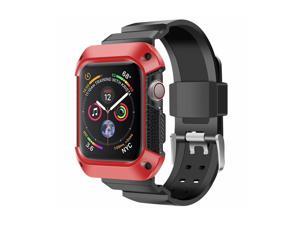 ALL IN ONE SOFT SILICONE CASE WRISTBAND BRACELET 44MM IWATCH SERIES 5 / 4 - RED ALL IN ONE SOFT SILICONE CASE WRISTBAND BRACELET 44MM IWATCH SERIES 5 / 4 - RED