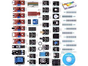 kuman Compatible For Arduino Raspberry pi Sensor kit, 37 in 1 Robot Projects Starter Kits with Tutorials Compatible for Arduino RPi 3 2 Model B B+ K5