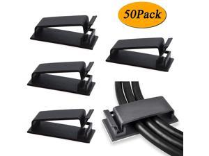 Self Adhesive Cable Management Clips, SOULWIT Cable Organizers Wire Clips Cord Holder for TV PC Laptop Ethernet Cable Desktop Home Office (Black)