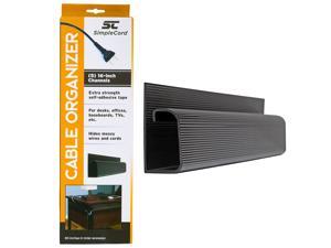 J Channel Desk Cable Organizer by SimpleCord – 5 Black Raceway Channels - Cord Cover Management Kit for Desks, Offices, and Kitchens